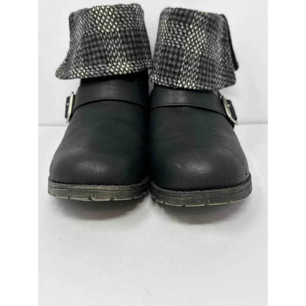Rocket Dog Womens 7.5 Gray Bentley Tweed Sweater Cuff Zip Ankle Boots Booties P7